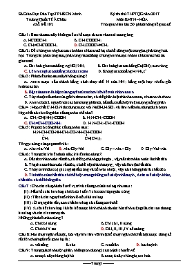 Đề thi thử THPT Quốc gia môn Hóa học năm 2017 - Mã đề 102 - Trường Quốc tế Á Châu (Có đáp án)